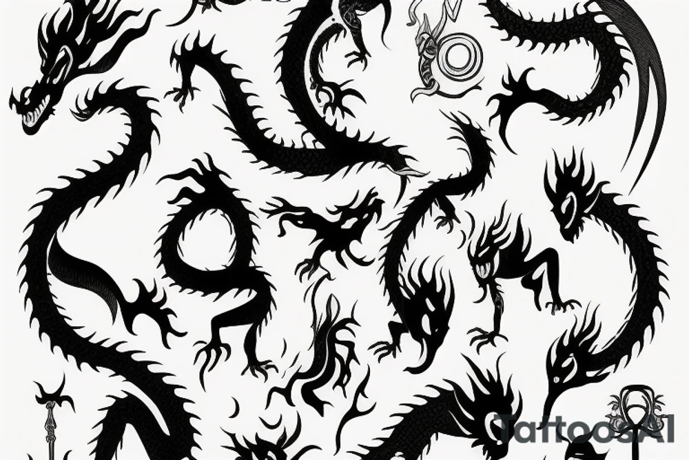 Dragon moon sun tattoo idea