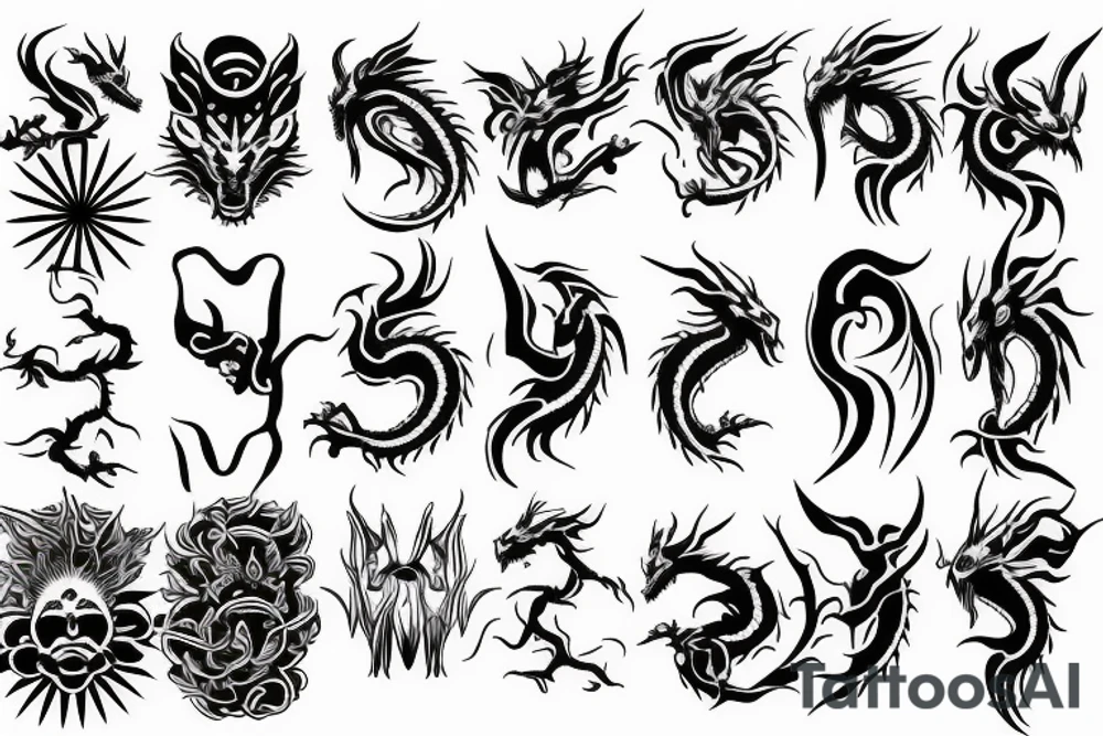 Dragon moon sun tattoo idea