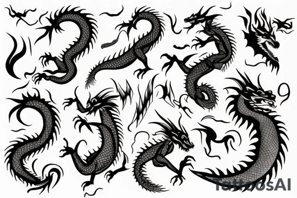 Dragon moon sun tattoo idea
