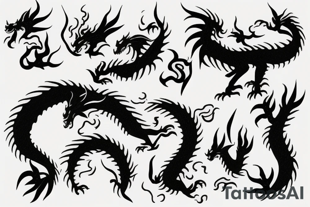 Dragon moon sun tattoo idea