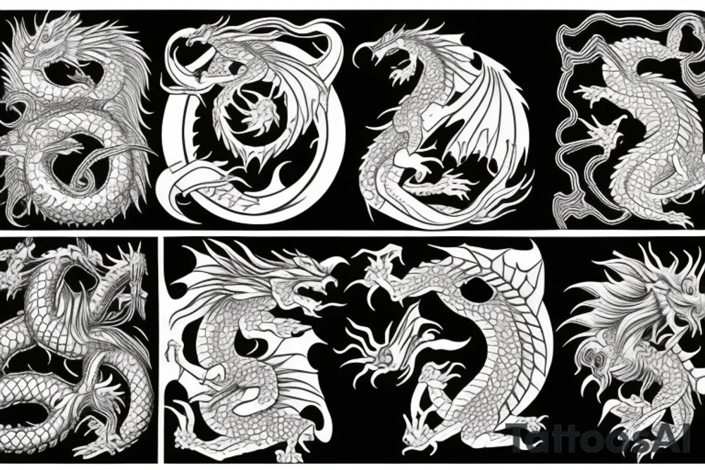 Dragon moon sun tattoo idea
