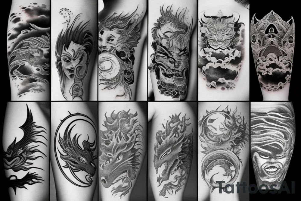 Dragon moon sun tattoo idea