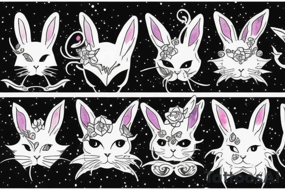 black cat with bunny ears tattoo idea
