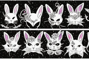 black cat with bunny ears tattoo idea