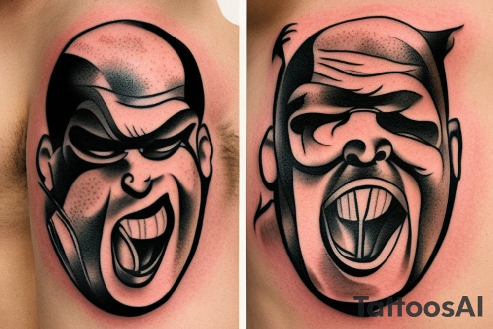 angry fat man on toilet tattoo idea