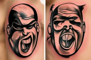 angry fat man on toilet tattoo idea