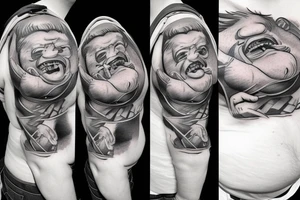 angry fat man on toilet tattoo idea