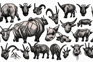 goat and rhino tattoo idea