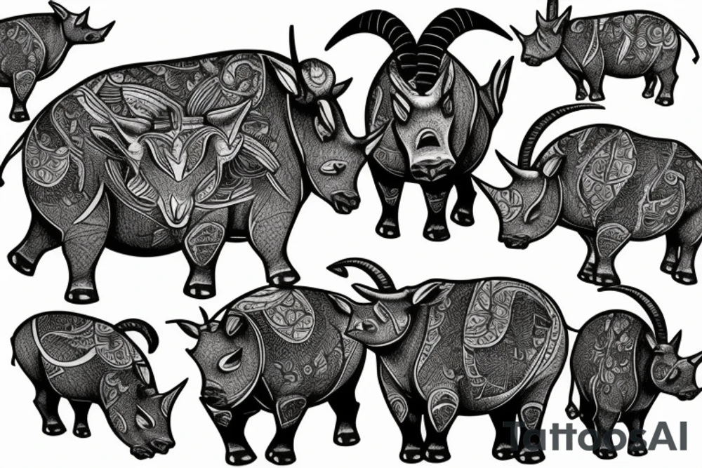 goat and rhino tattoo idea