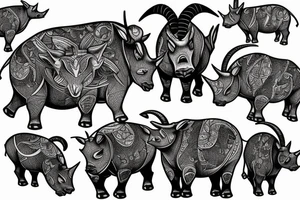 goat and rhino tattoo idea