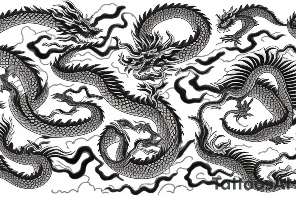 repeating Seigaiha , Asanoha, Kikkô, Tatewaku japan pattern
 buddhist temple   Waves
Black and gray Tattoo
Dragon
Wolf tattoo idea