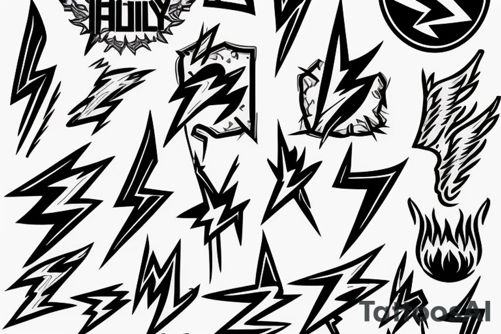 Family with lightning bolt background tattoo idea