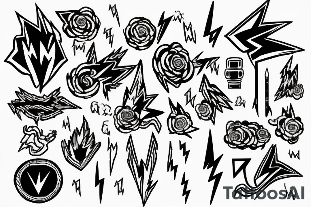 Family with lightning bolt background tattoo idea