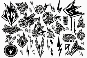 Family with lightning bolt background tattoo idea