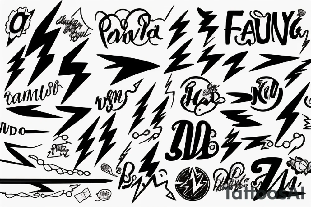 Family with lightning bolt background tattoo idea