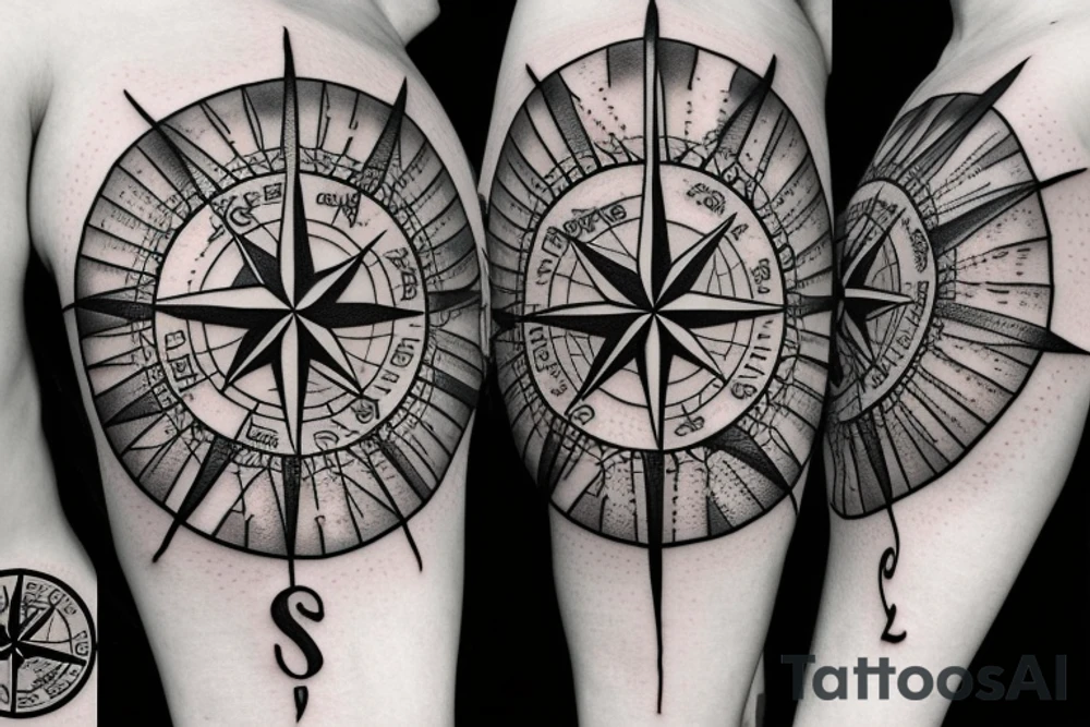 Compass in a sea of lightning tattoo idea