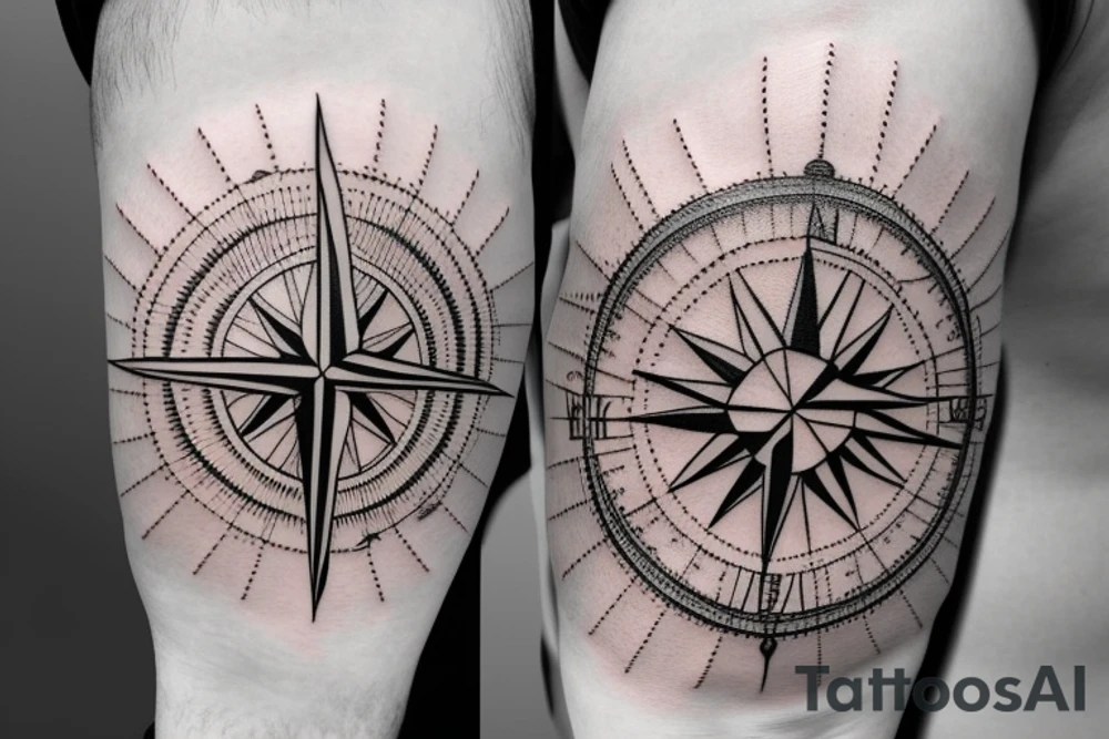 Compass in a sea of lightning tattoo idea