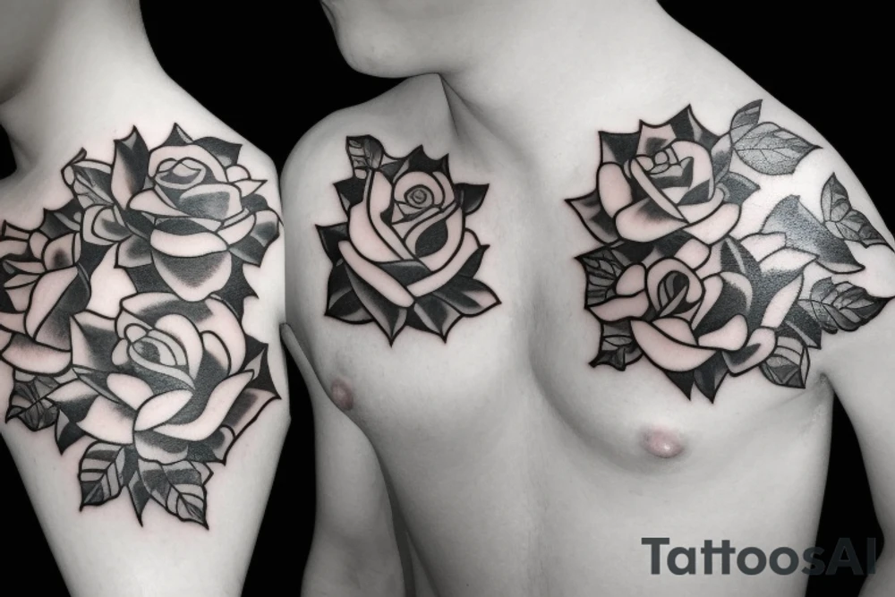 lighting pattern with roses tattoo idea
