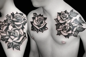 lighting pattern with roses tattoo idea