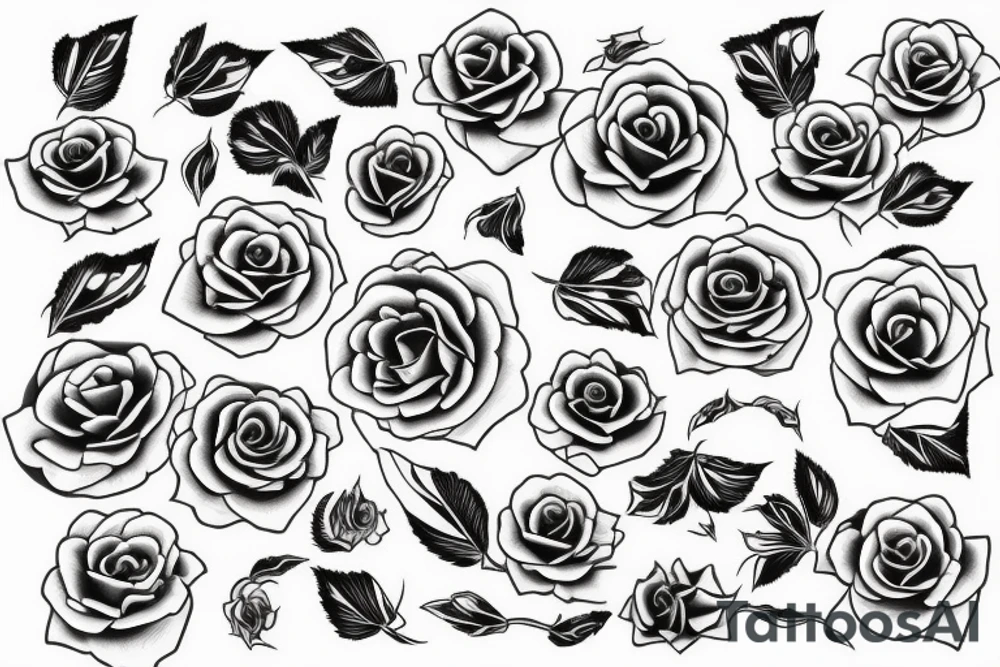 lighting pattern with roses tattoo idea