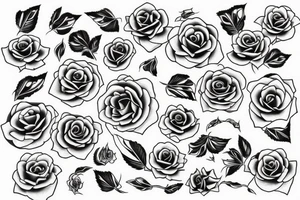 lighting pattern with roses tattoo idea