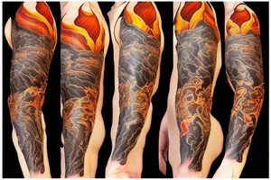 electric guitar with flames tattoo idea