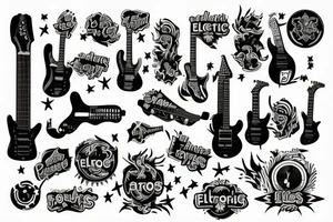 electric guitar with flames tattoo idea