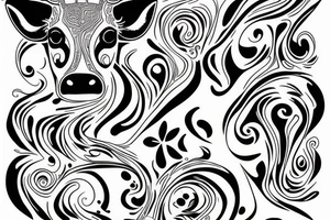 Psychedelic Cow with big glossy eyes tattoo idea