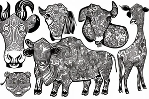Psychedelic Cow with big glossy eyes tattoo idea