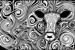 Psychedelic Cow with big glossy eyes tattoo idea