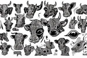 Psychedelic Cow with big glossy eyes tattoo idea