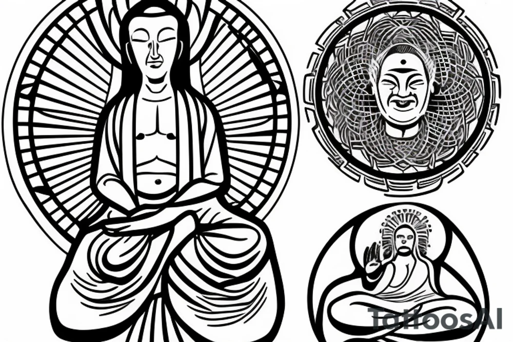 jesus and buddah. Spiritual yet guamanian and sacred geometry tattoo idea