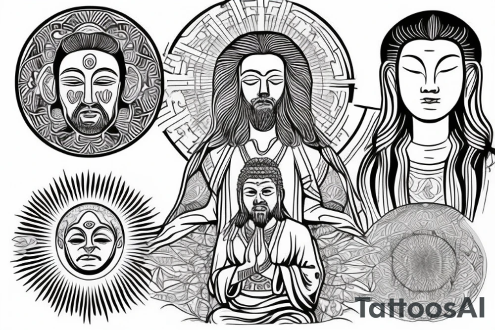 jesus and buddah. Spiritual yet guamanian and sacred geometry tattoo idea