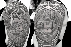 jesus and buddah. Spiritual yet guamanian and sacred geometry tattoo idea