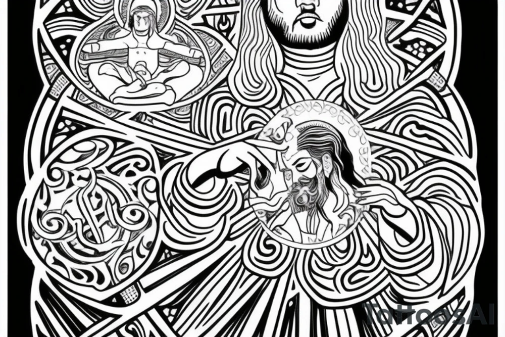 jesus and buddah. Spiritual yet guamanian and sacred geometry tattoo idea