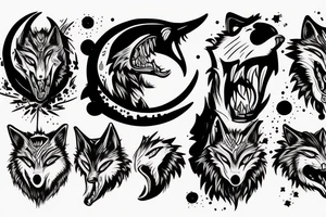 Wearwolf hooling background moon blood in mouth and hand tattoo idea