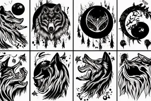 Wearwolf hooling background moon blood in mouth and hand tattoo idea