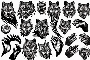 Wearwolf hooling background moon blood in mouth and hand tattoo idea