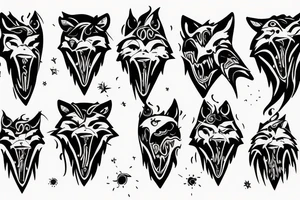 Wearwolf hooling background moon blood in mouth and hand tattoo idea