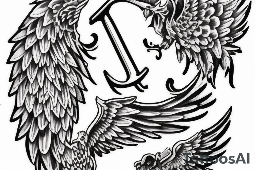 A mother that has the letter G embedded in the wing design tattoo idea