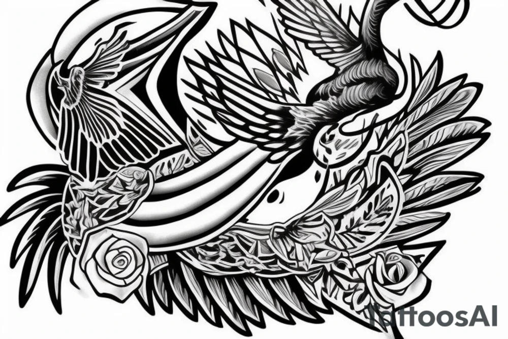 A mother that has the letter G embedded in the wing design tattoo idea
