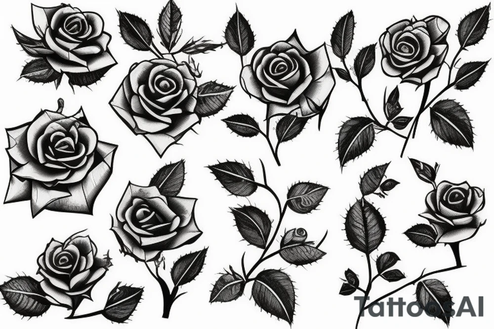 Thorny rose bush tattoo idea