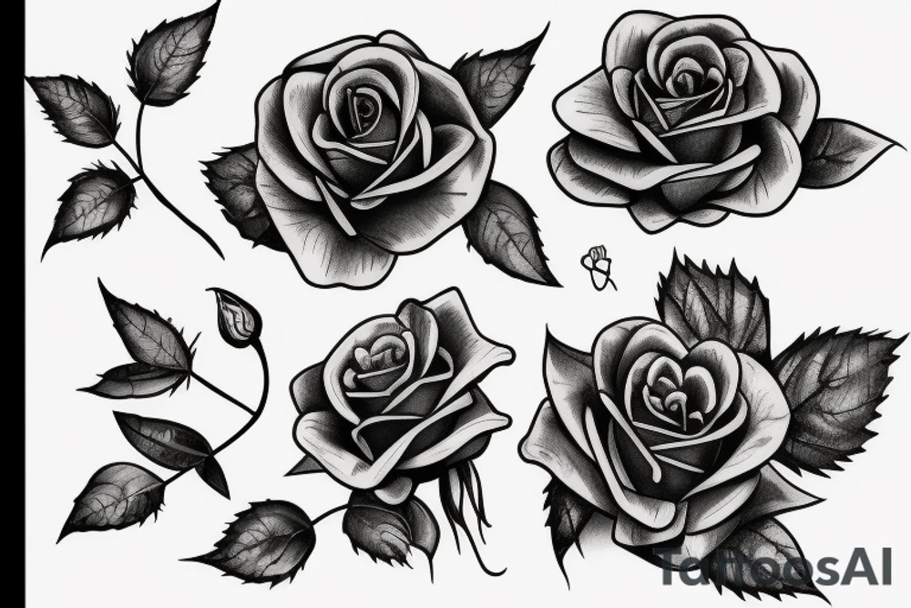 Realistic rose bush tattoo idea