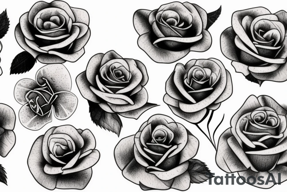 Realistic rose bush tattoo idea