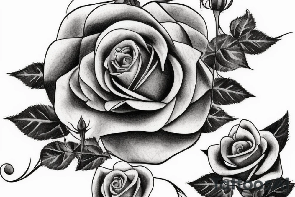 Realistic rose bush tattoo idea