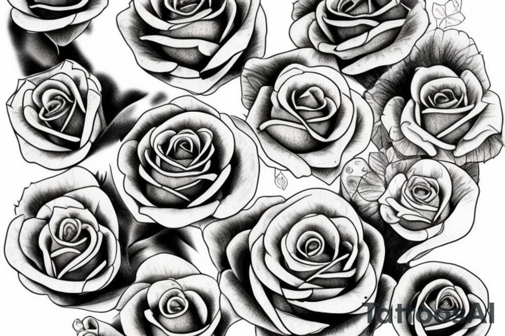 Realistic rose bush tattoo idea