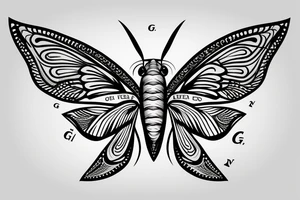 A moth with the letter G in the wings tattoo idea