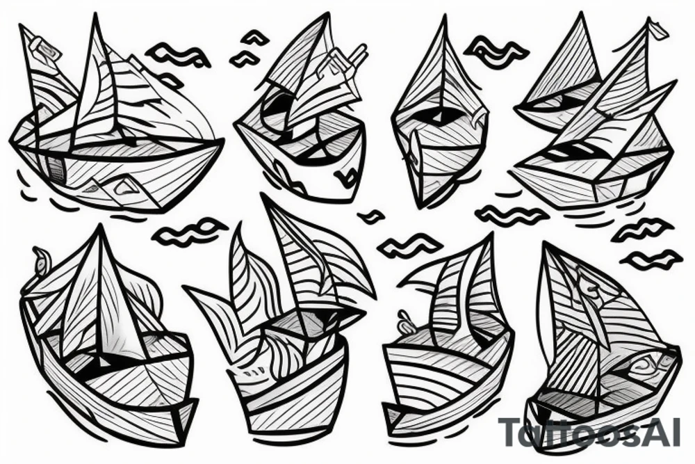 paper boat tattoo idea