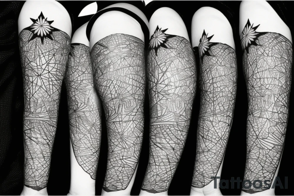 Mountain with sun and mon abd star tattoo idea