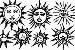 Mountain with sun and mon abd star tattoo idea